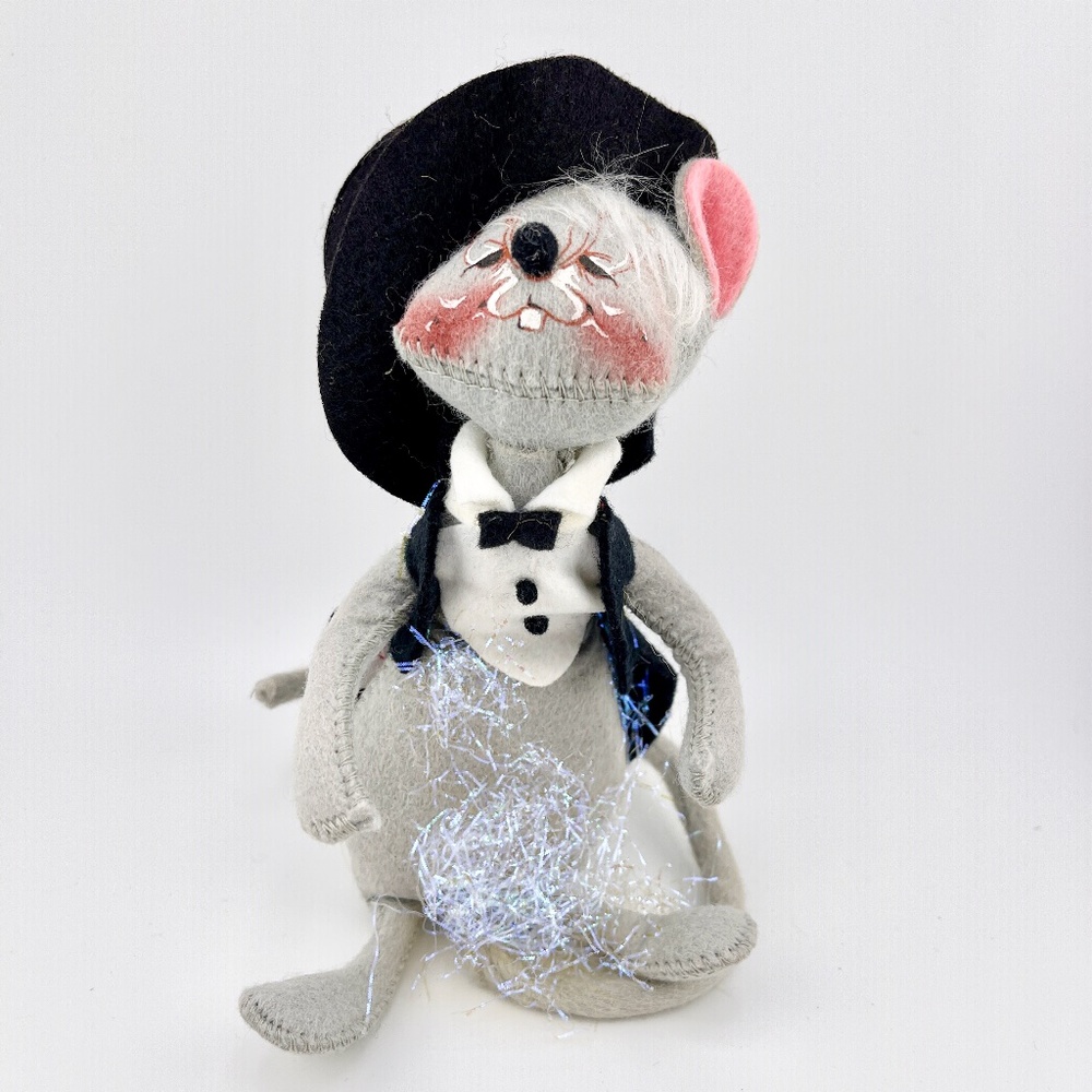 🐭 Annalee 1992 Gentleman Mouse–6” Tuxedo Mouse with Top Hat–New Years- Vintage